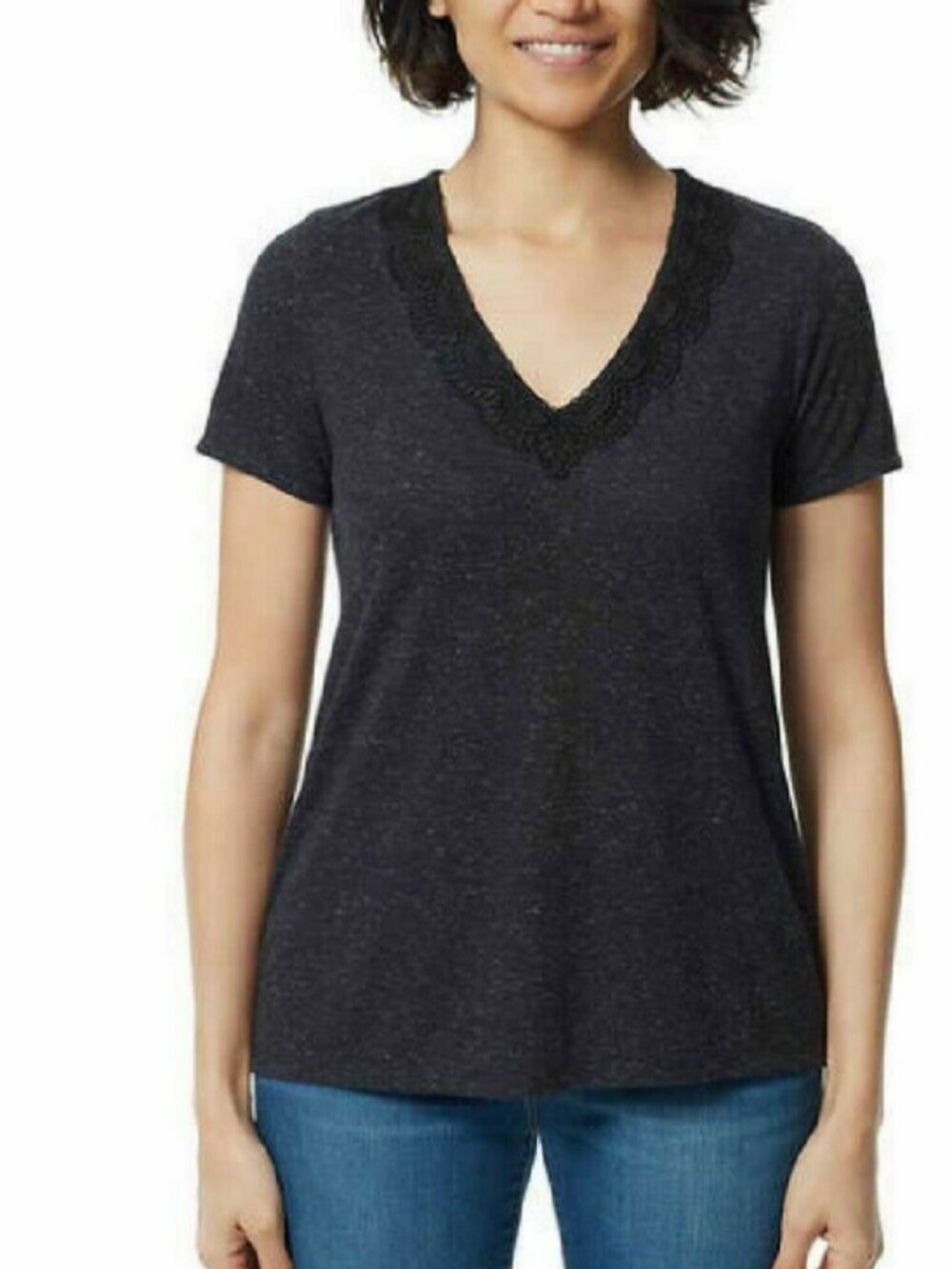 Ella Moss Womens V-Neck Lace Top
